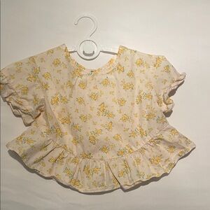 Zara Kids Floral Blouse in Cream and Yellow